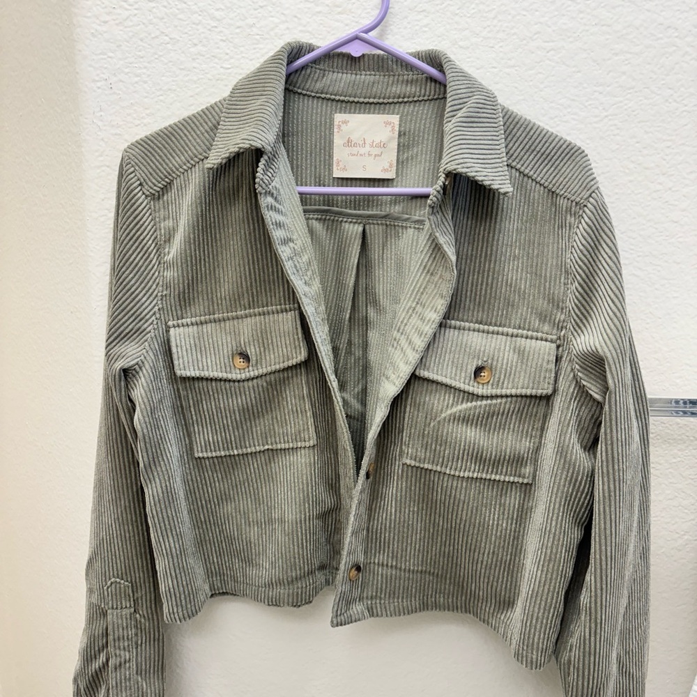 Corduroy Cropped Jacket in Light green